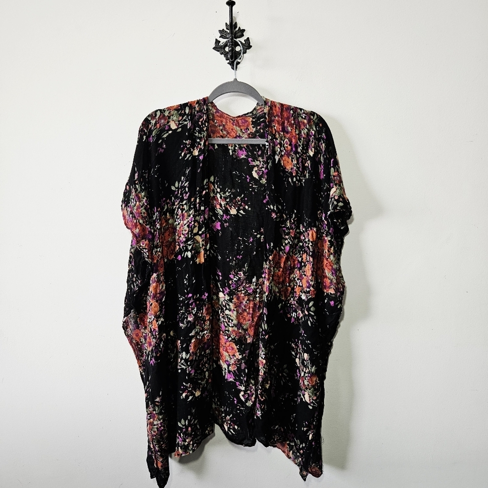 Lovestitch Floral Kimono One Size Cover Up Flowy Boho - Picture 2 of 4
